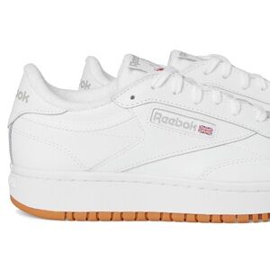 NET Reebok CLUB C DOUBLE White Leather Sneakers with Gum Outsole 9.5